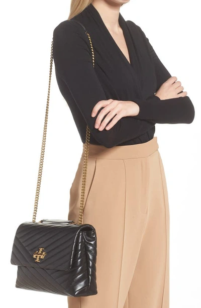 Tory Burch Kira Chevron Convertible Shoulder Bag In Black/gold