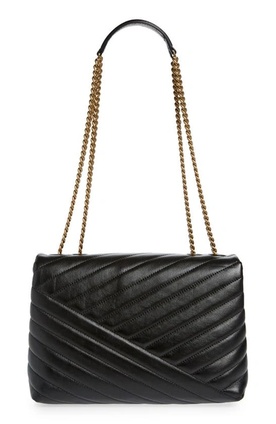 Shop Tory Burch Kira Chevron Convertible Shoulder Bag In Black/gold