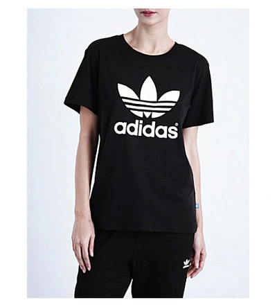 Adidas Originals Adidas Trefoil Boyfriend Tee In Black