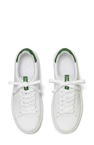 Shop Tory Burch Double T Howell Court Sneaker In White / Arugula Green