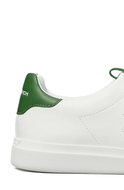 Shop Tory Burch Double T Howell Court Sneaker In White / Arugula Green