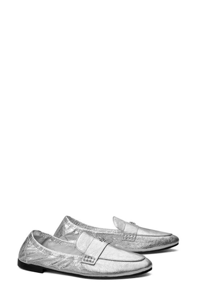 Shop Tory Burch Ballet Loafer In Shiny Silver