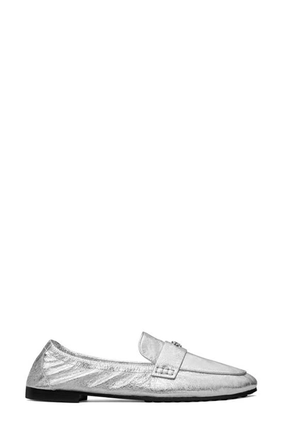 Shop Tory Burch Ballet Loafer In Shiny Silver