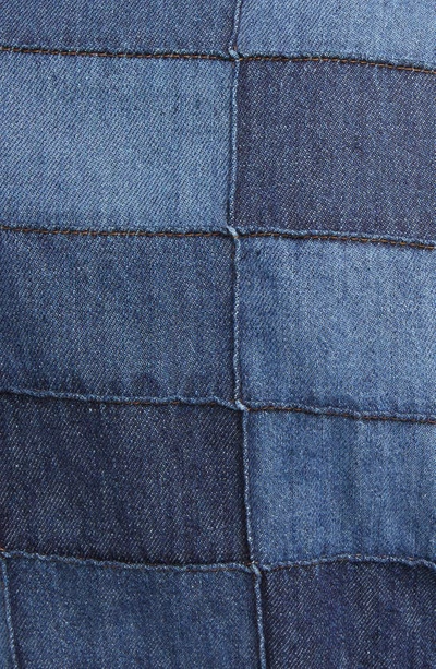 Shop Chloé Patchwork Long Sleeve Denim Shirt In Multicolor Blue