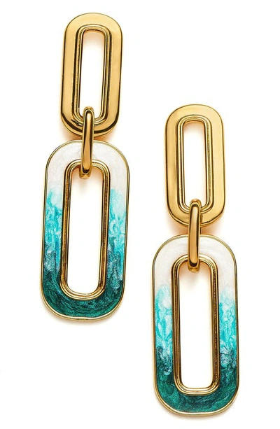 Shop Missoma Enamel Haze Link Drop Earrings In Gold