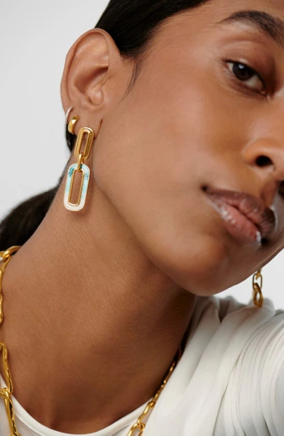 Shop Missoma Enamel Haze Link Drop Earrings In Gold