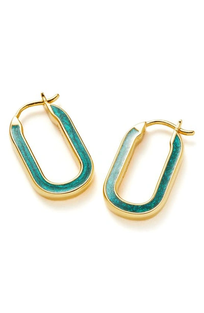 Shop Missoma Enamel Haze Hoop Earrings In Gold/ Green