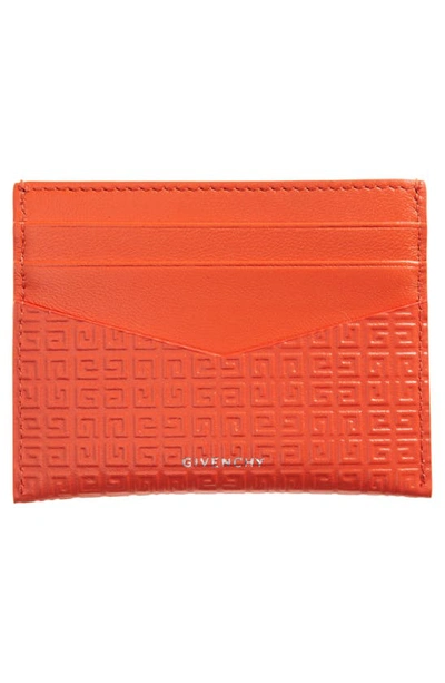 Shop Givenchy 4g-motif Leather Card Case In Bright Orange