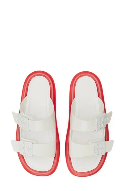 Shop Tory Burch Buckle Bubble Jelly Slide Sandal In Optic White / Candy Fluo