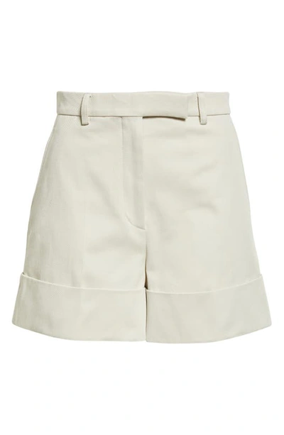 Shop Thom Browne Beltloop Cotton Gabardine Sack Shorts In Natural White
