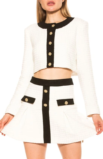 Shop Alexia Admor Cropped Tweed Jacket In Ivory
