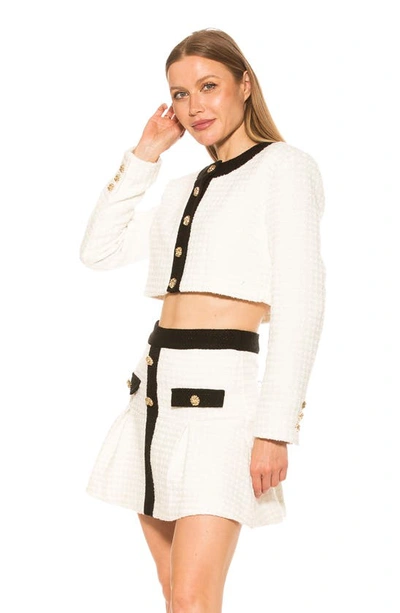 Shop Alexia Admor Cropped Tweed Jacket In Ivory