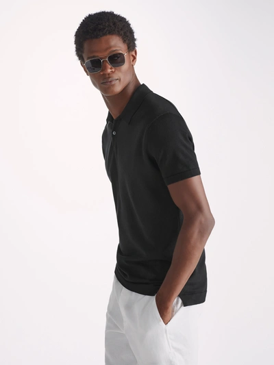 Derek Rose Men's Polo Shirt Jacob Sea Island Cotton Black In Black