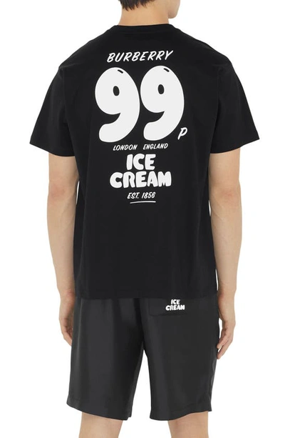 Shop Burberry Ice Cream Cotton Graphic T-shirt In Black