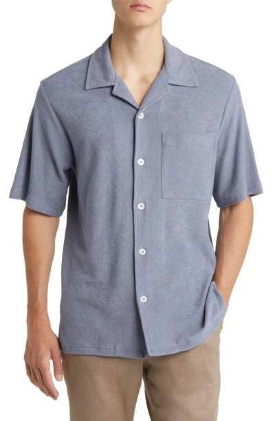 Shop Nn07 Julio 3370 Short Sleeve Terry Cloth Polo In Stone Blue