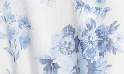 Shop Zunie Kids' Floral Ruffle Waist Dress In White/ Blue