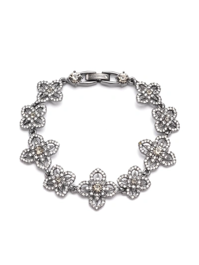 Shop Marchesa Lace Floral Bracelet In Black Diamond