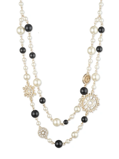Shop Marchesa Pearl Collar Necklace In Black