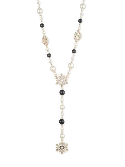 Shop Marchesa Pearl Y Necklace In Black