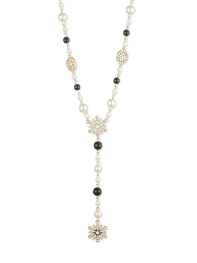 Marchesa Black Pearl Y Necklace In Black