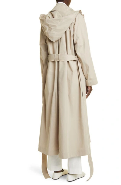 Shop The Row Badva Belted Cotton Trench Coat With Removable Hood In Stone