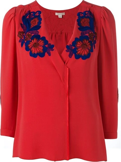Marc Jacobs Embroidered Flower Blouse In Red