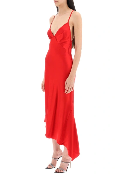 Shop N°21 Satin Slip Dress With Asymmetrical Hem