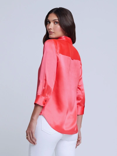 Shop L Agence Dani Blouse In Neon Coral