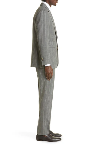 Shop Thom Sweeney Pinstripe Virgin Wool Suit In Grey Pin Stripe