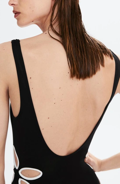 Mango Cutout Detail One-piece Swimsuit In Black