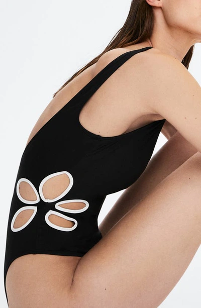 Mango Cutout Detail One-piece Swimsuit In Black