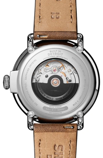 Shinola Men's Runwell Leather Strap Automatic Watch, 45mm In Midnight Blue