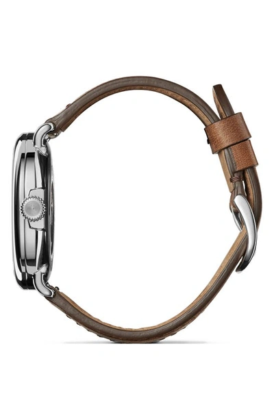 Shinola Men's Runwell Leather Strap Automatic Watch, 45mm In Midnight Blue