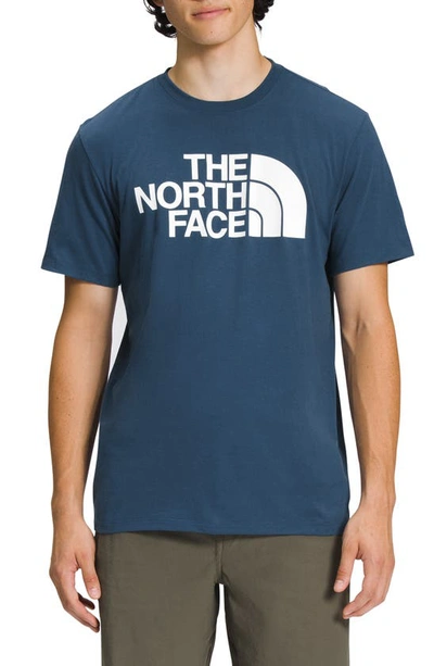 Shop The North Face Half Dome Logo Graphic T-shirt In Shady Blue/ Tnf White