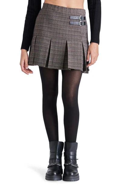 Shop Steve Madden Beg & Pleat Miniskirt In Grey Tweed