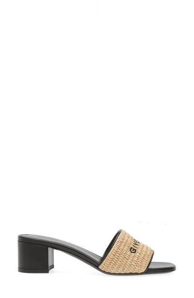 Shop Givenchy Logo Raffia Slide Sandal In Beige/ Black