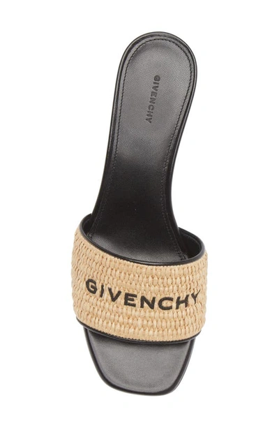 Shop Givenchy Logo Raffia Slide Sandal In Beige/ Black