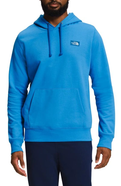 Shop The North Face Heritage Patch Recycled Cotton Blend Hoodie In Super Sonic Blue