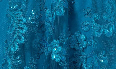 Helsi Lily Sequin & Lace Long Sleeve Minidress In Teal