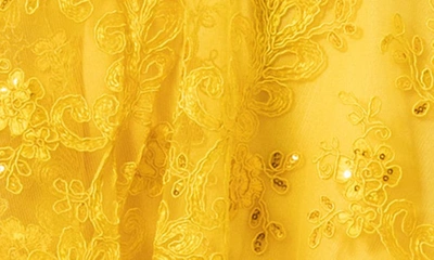 Helsi Lily Sequin & Lace Long Sleeve Minidress In Canary Yellow