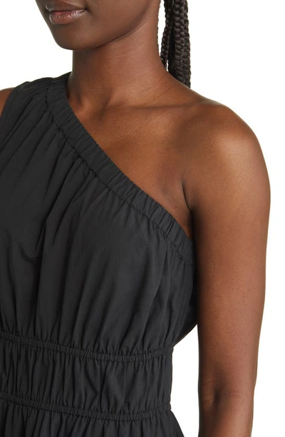 Shop Rails Selani One-shoulder Cotton Poplin Dress In Black