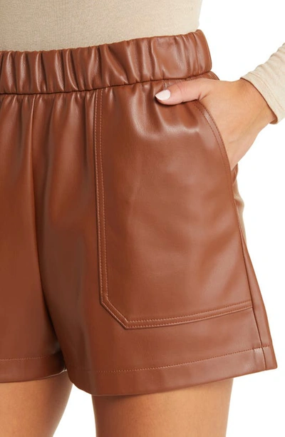 Shop Steve Madden Lainey Faux Leather Shorts In Cognac
