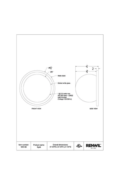 Renwil Round Wall Sconces In Sybil Matte Black