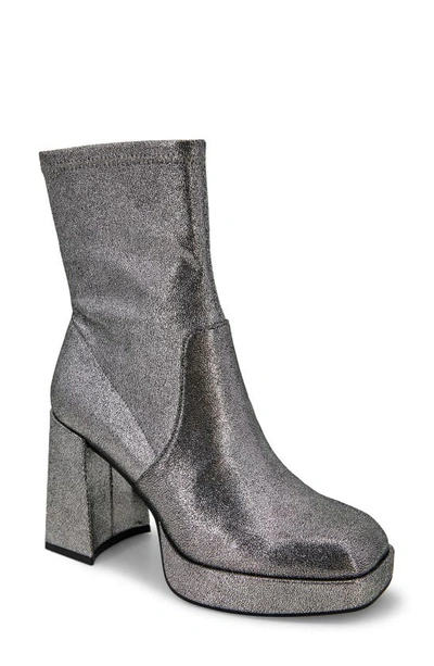 Shop Kenneth Cole New York Block Heel Stretch Bootie In Pewter