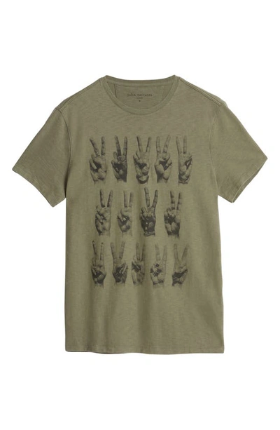 Shop John Varvatos Peace Hands Graphic T-shirt In Dark Moss