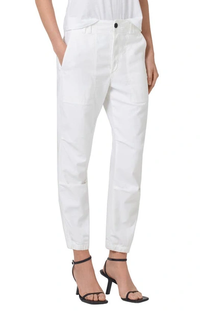 Shop Citizens Of Humanity Agni Crop Twill Utility Trousers In Soft White