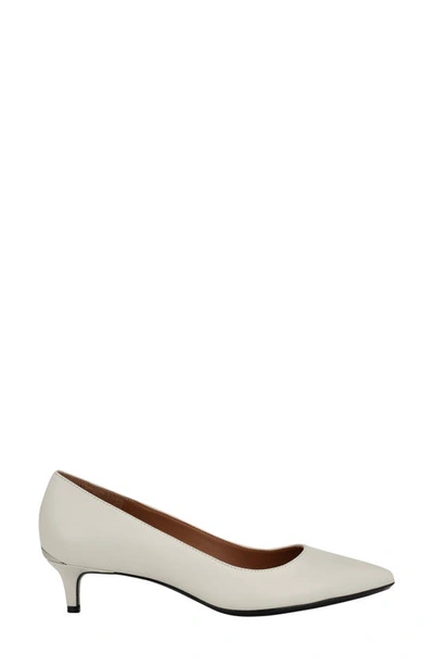 Shop Calvin Klein Gabrianna Kitten Heel Pump In Ivory Leather