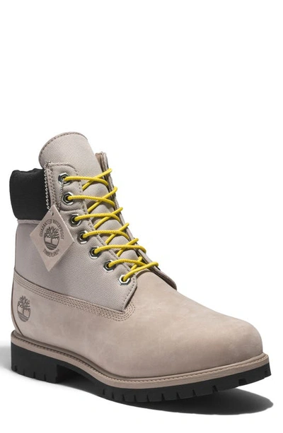 Shop Timberland 6-inch Heritage Waterproof Mixed Media Boot In Pure Cashmere