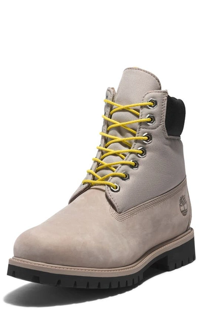 Shop Timberland 6-inch Heritage Waterproof Mixed Media Boot In Pure Cashmere