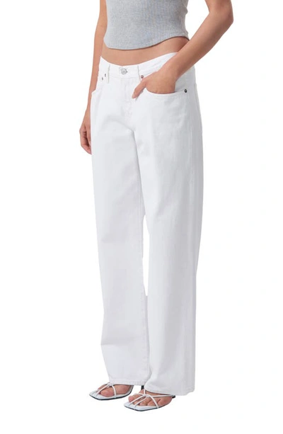 Shop Agolde Fusion Low Rise Relaxed Straight Leg Organic Cotton Jeans In Milkshake
